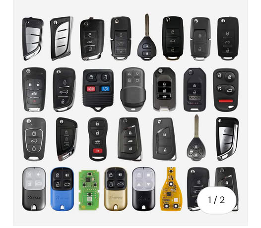 Grid of automotive key fobs and remotes