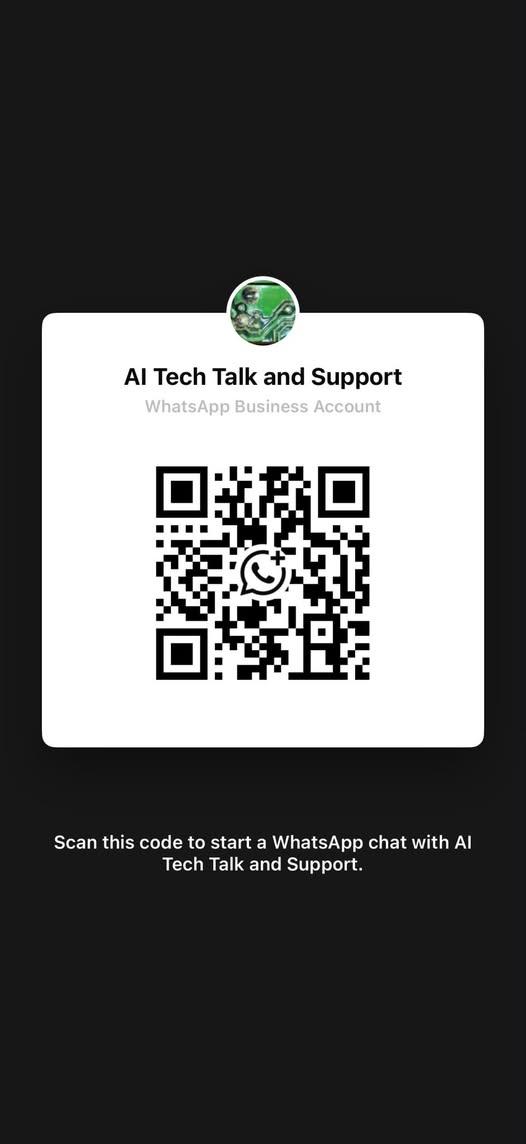 WhatsApp Business QR code for AI Tech Talk and Support