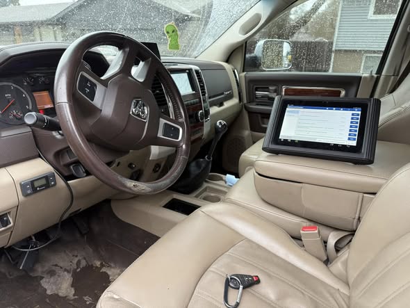 Auto diagnostic scanner mounted in a RAM truck